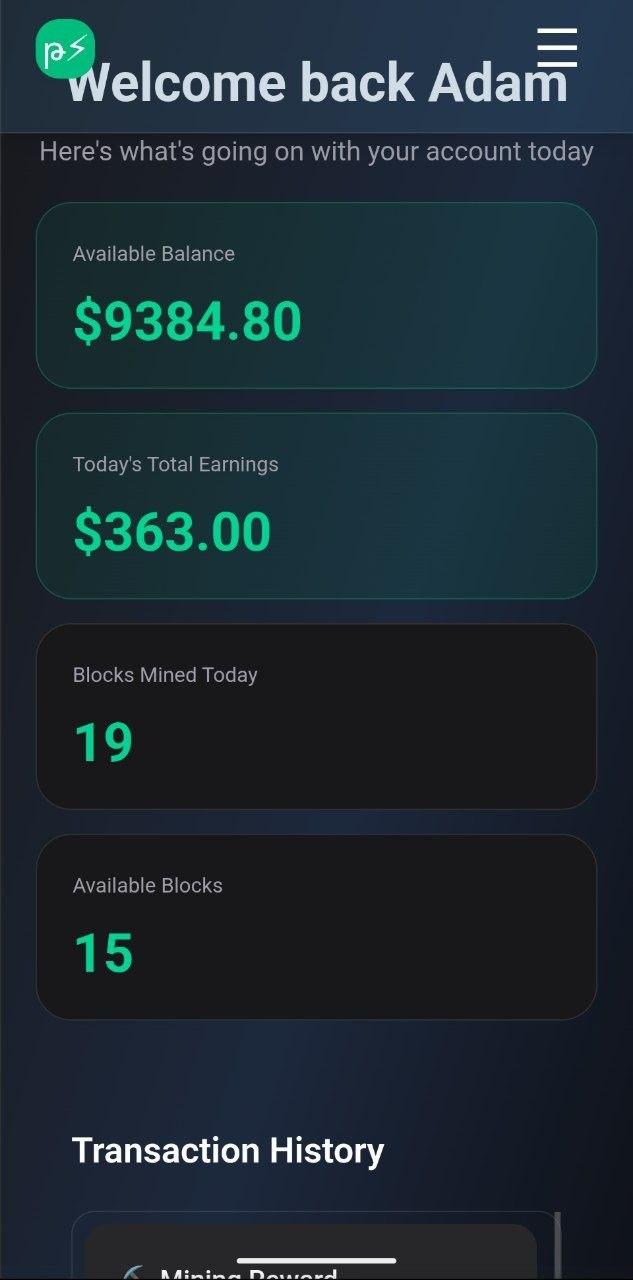 Pmining Dashboard Screenshot